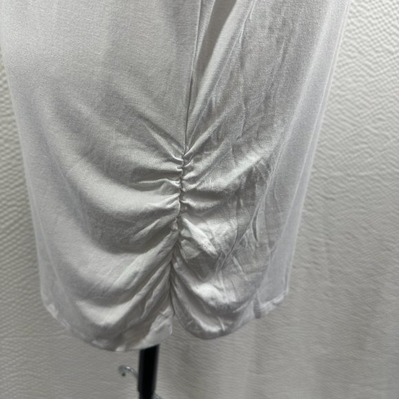 Made by Johnny Women's White Short Sleeve Boat Neck Dolman Top Side Shirring NWT - Picture 4 of 7